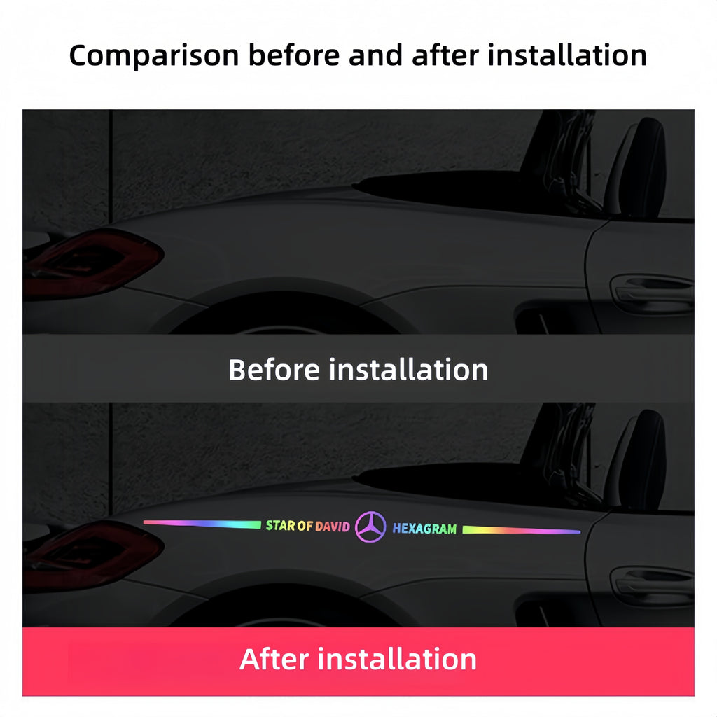 Car logo colorful stickers, car color-changing laser reflective car stickers, personalized A-pillar car door and hood stickers.