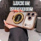 Gradient Diamond Glitter Mirror Stand Case for iPhone Series