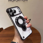 Ultra-Slim Frameless Magnetic Stand Case with Glass Lens Protector for Apple iPhone 17 / 16 / 15 Series