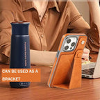 Full-cover Artificial Leather Case with Wristband Stand & Card Slot Suitable for iPhone Series