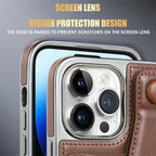 Full-cover Artificial Leather Case with Wristband Stand & Card Slot Suitable for iPhone Series