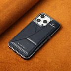 Full-cover Artificial Leather Case with Wristband Stand & Card Slot Suitable for iPhone Series