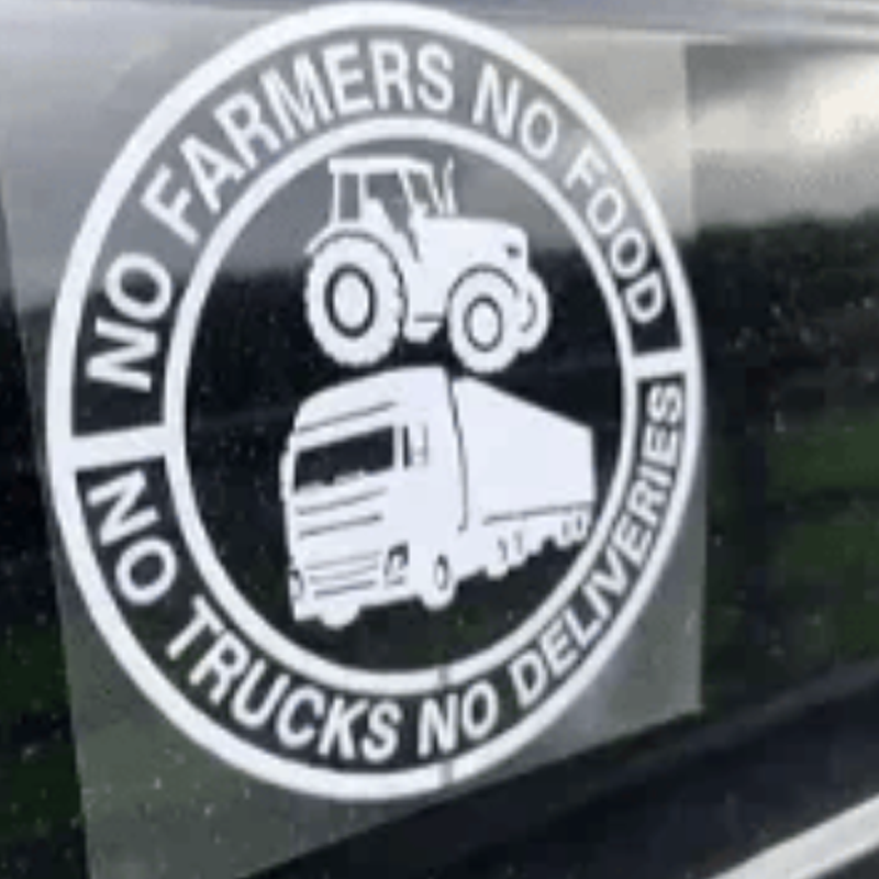 Car Vinyl Sticker: No Farmers No Food - No Trucks No Deliveries